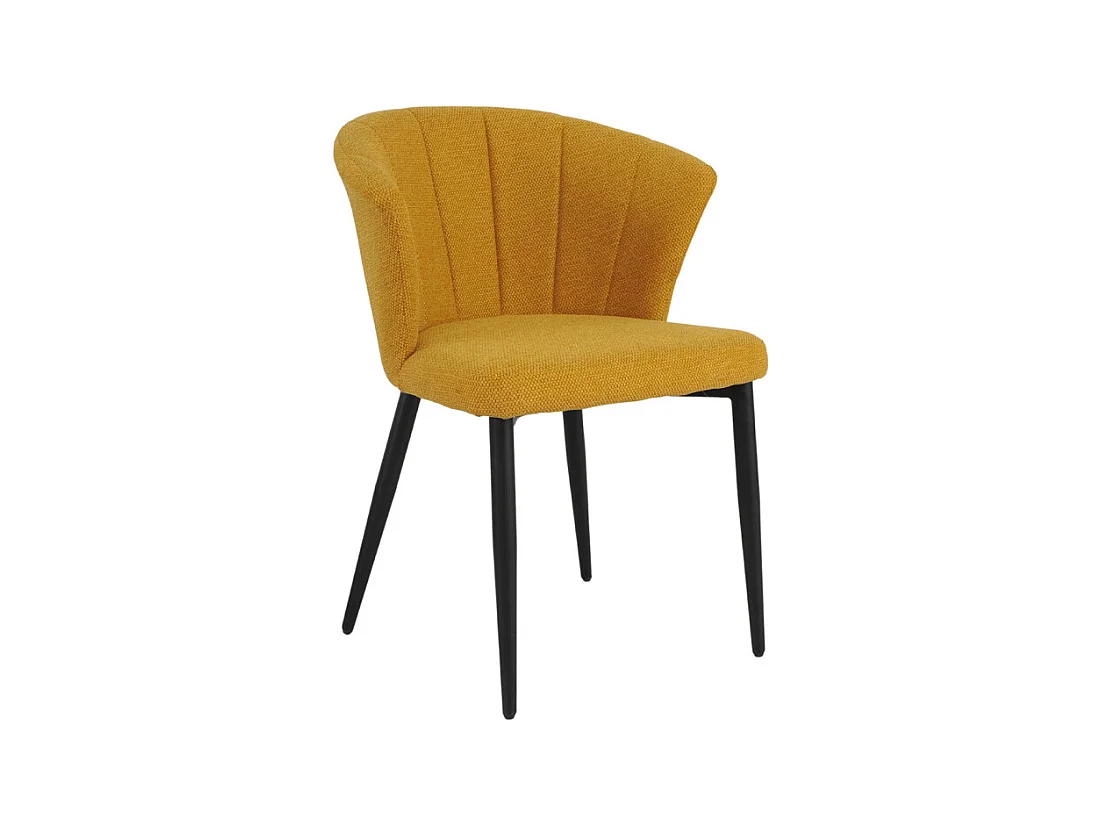 Chaise de repas en tissu jaune moutarde et pieds métal noir – MONTREAL