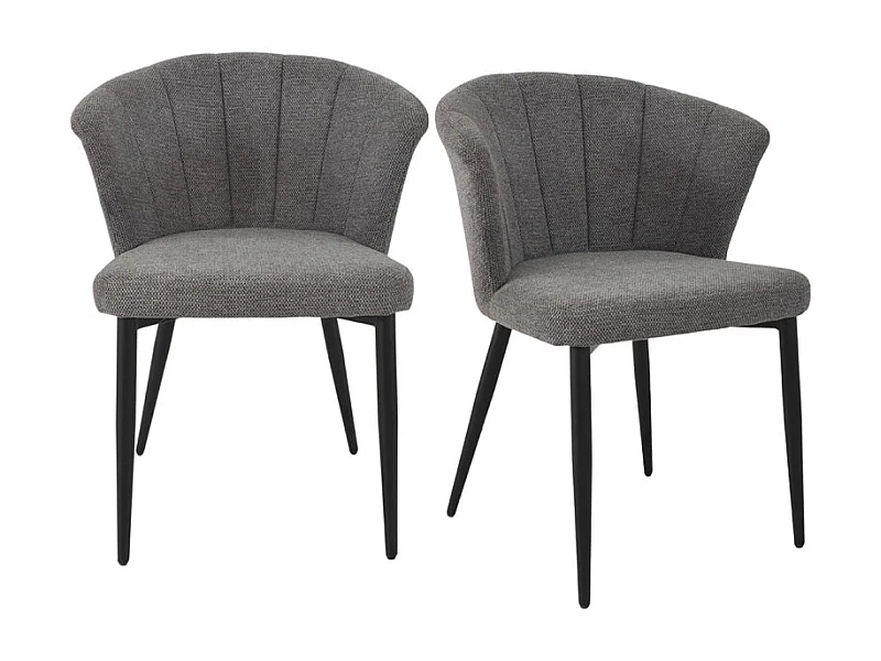 Lot 2 chaises repas en tissu gris anthracite et pieds métal – MONTREAL