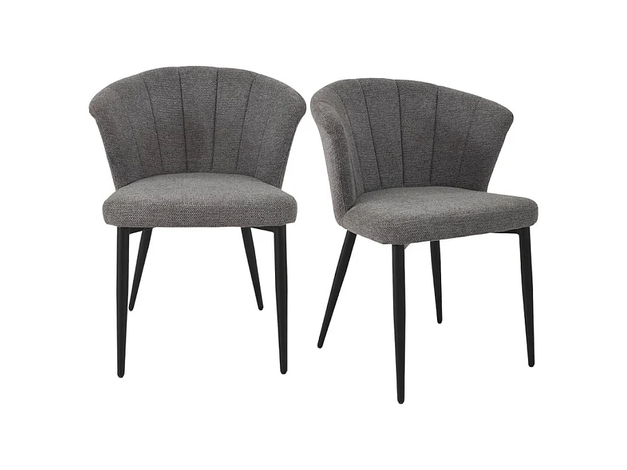 Lot 2 chaises repas en tissu gris anthracite et pieds métal – MONTREAL