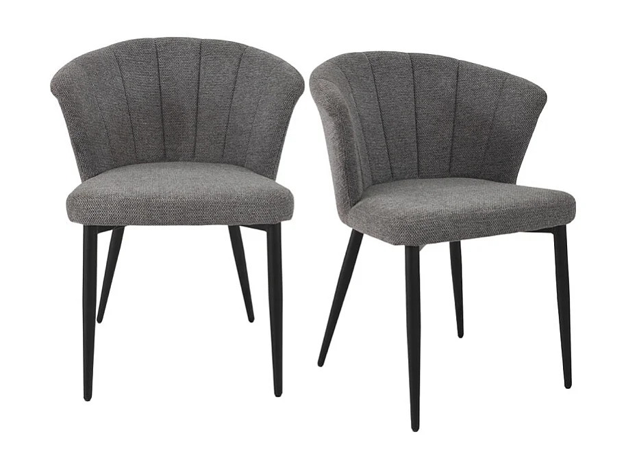 Lot 2 chaises repas en tissu gris anthracite et pieds métal – MONTREAL