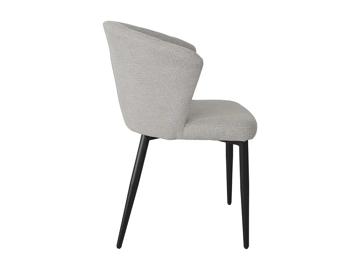 Chaise de repas en tissu gris clair et pieds métal noir – MONTREAL