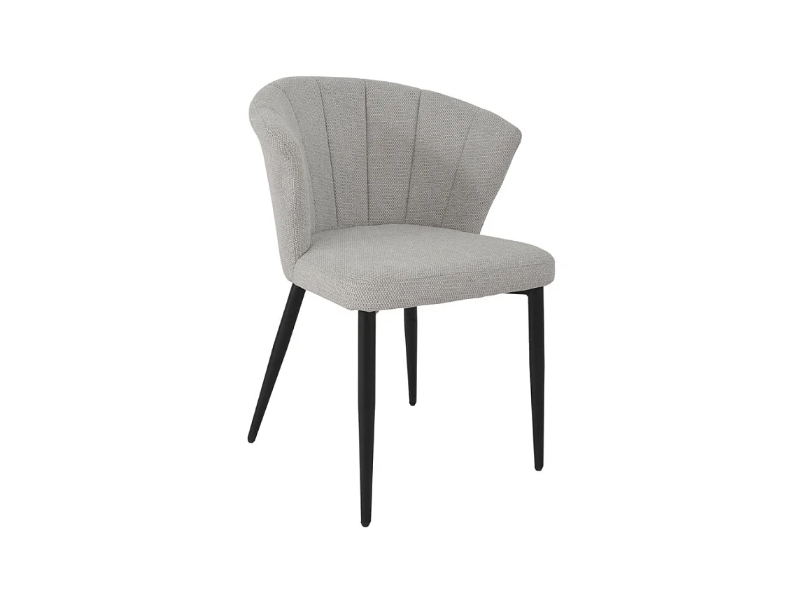 Chaise de repas en tissu gris clair et pieds métal noir – MONTREAL