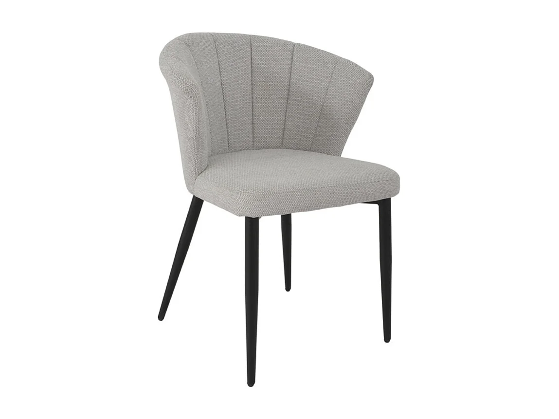 Chaise de repas en tissu gris clair et pieds métal noir – MONTREAL