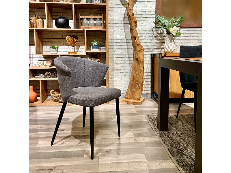 Chaise de repas en tissu gris anthracite et pieds métal – MONTREAL