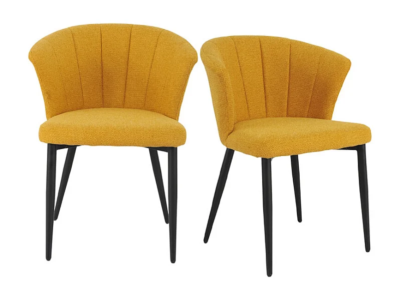 Lot 2 chaises de repas tissu jaune moutarde et pieds métal – MONTREAL