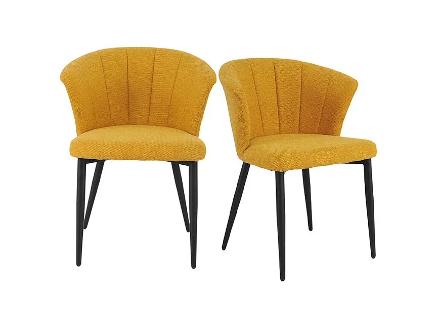 Lot 2 chaises de repas tissu jaune moutarde et pieds métal – MONTREAL