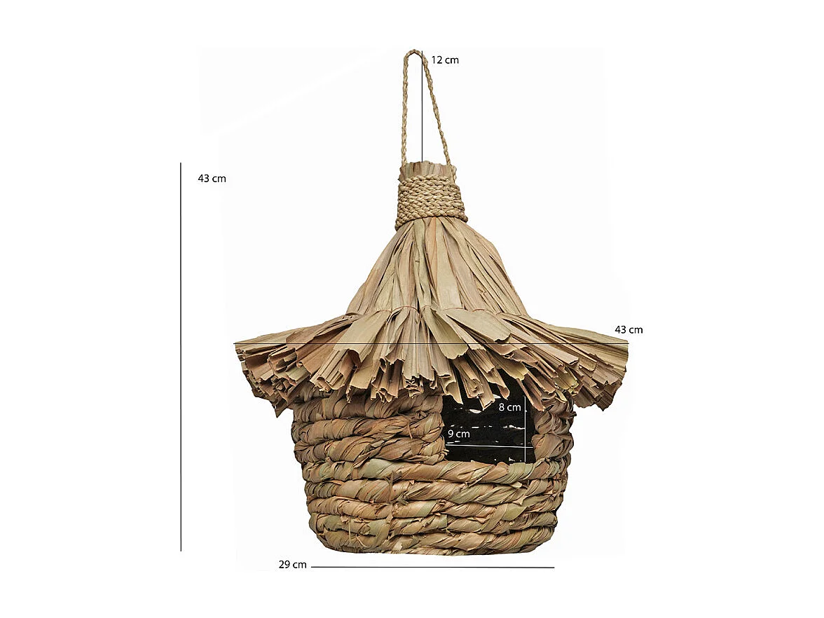 Grand nichoir pour oiseaux D. 43 cm en feuilles de pandan - ZAZU