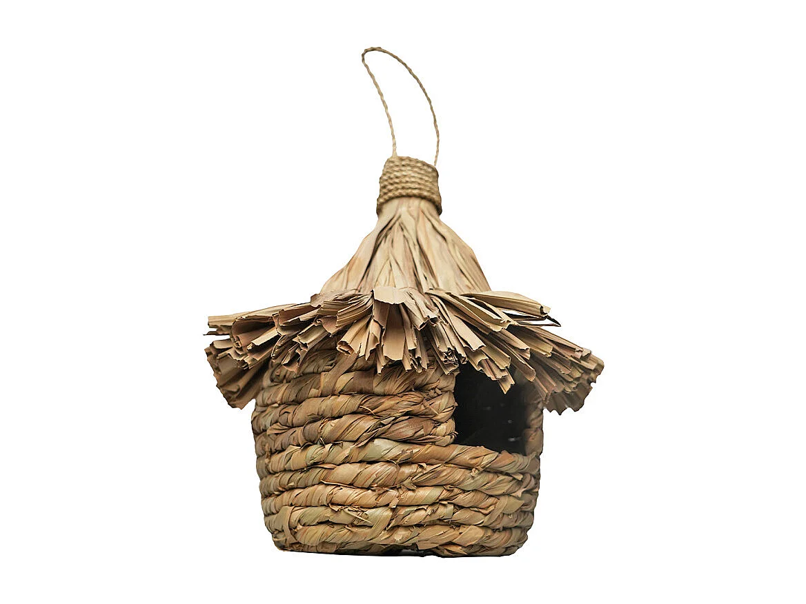 Grand nichoir pour oiseaux D. 43 cm en feuilles de pandan - ZAZU