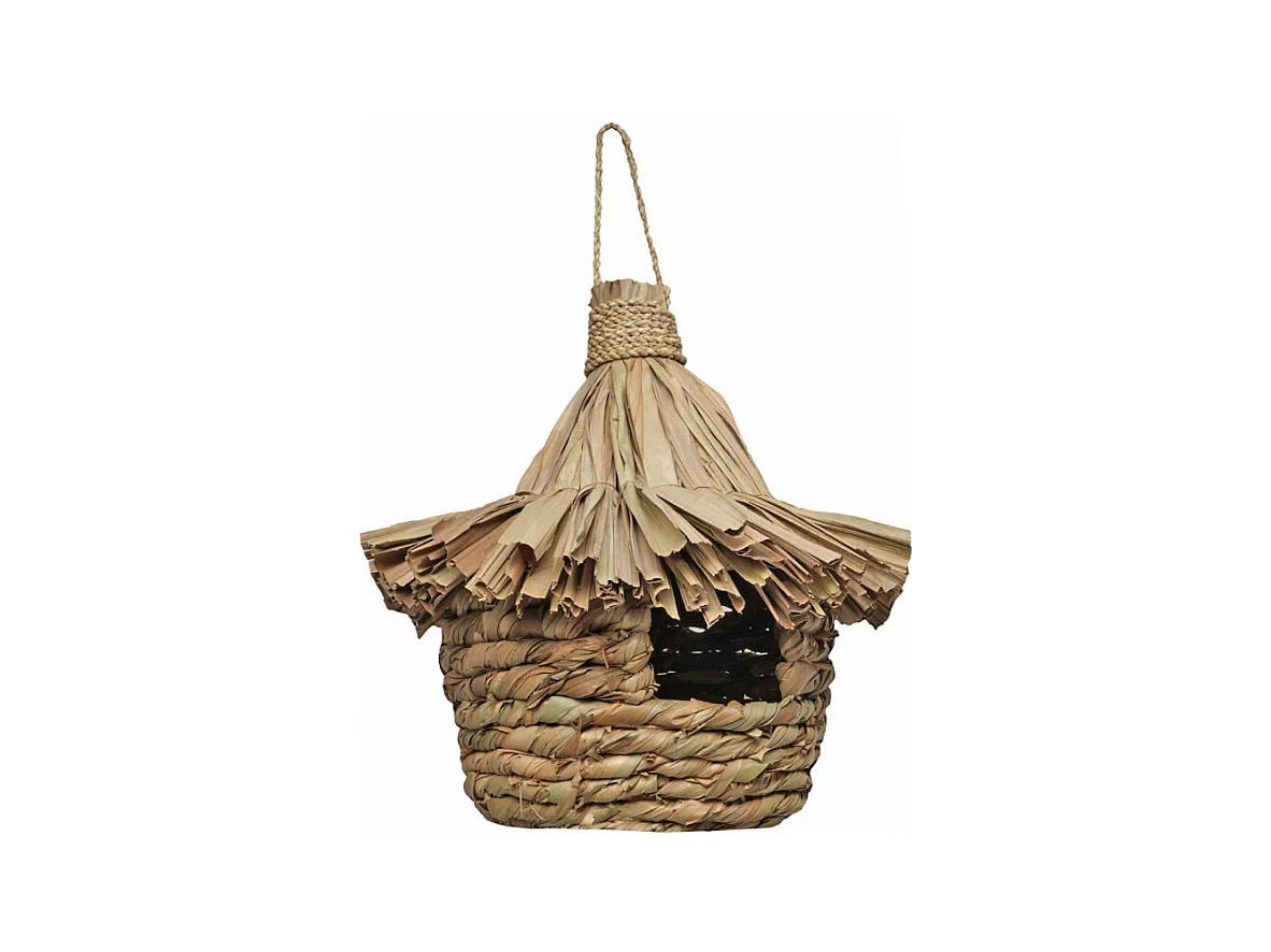 Grand nichoir pour oiseaux D. 43 cm en feuilles de pandan - ZAZU