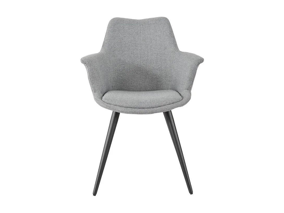 Lot de 2 chaises en tissu gris clair avec pieds métal noir – CALGARY