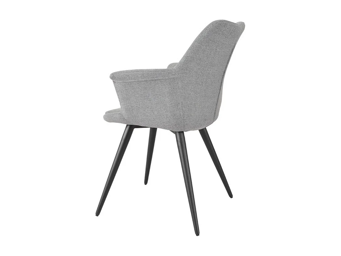 Lot de 2 chaises en tissu gris clair avec pieds métal noir – CALGARY