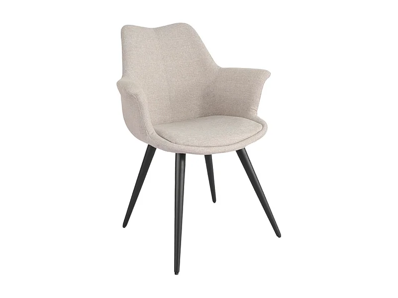 Chaise en tissu beige avec pieds métal noir et accoudoirs – CALGARY