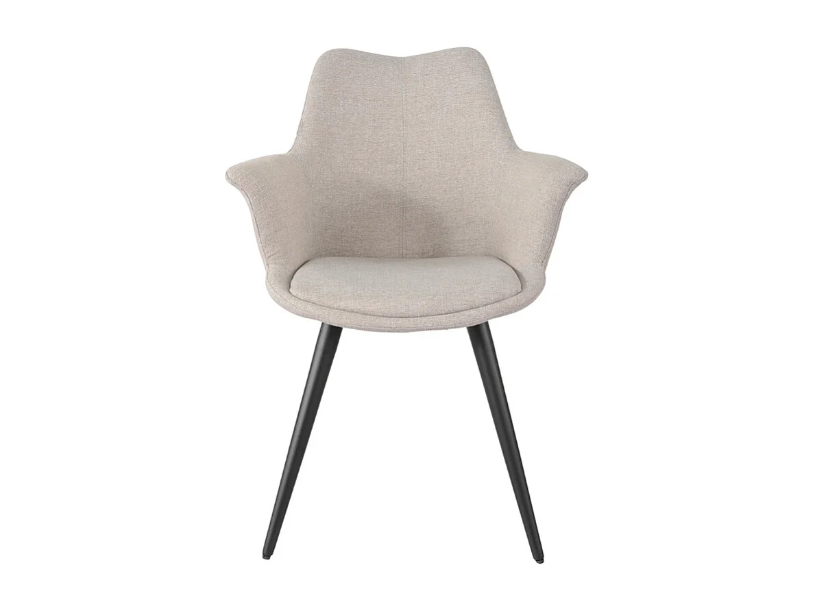 Chaise en tissu beige avec pieds métal noir et accoudoirs – CALGARY