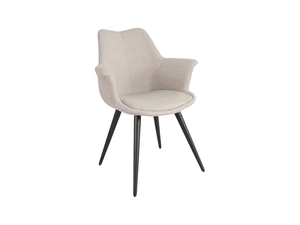 Chaise en tissu beige avec pieds métal noir et accoudoirs – CALGARY