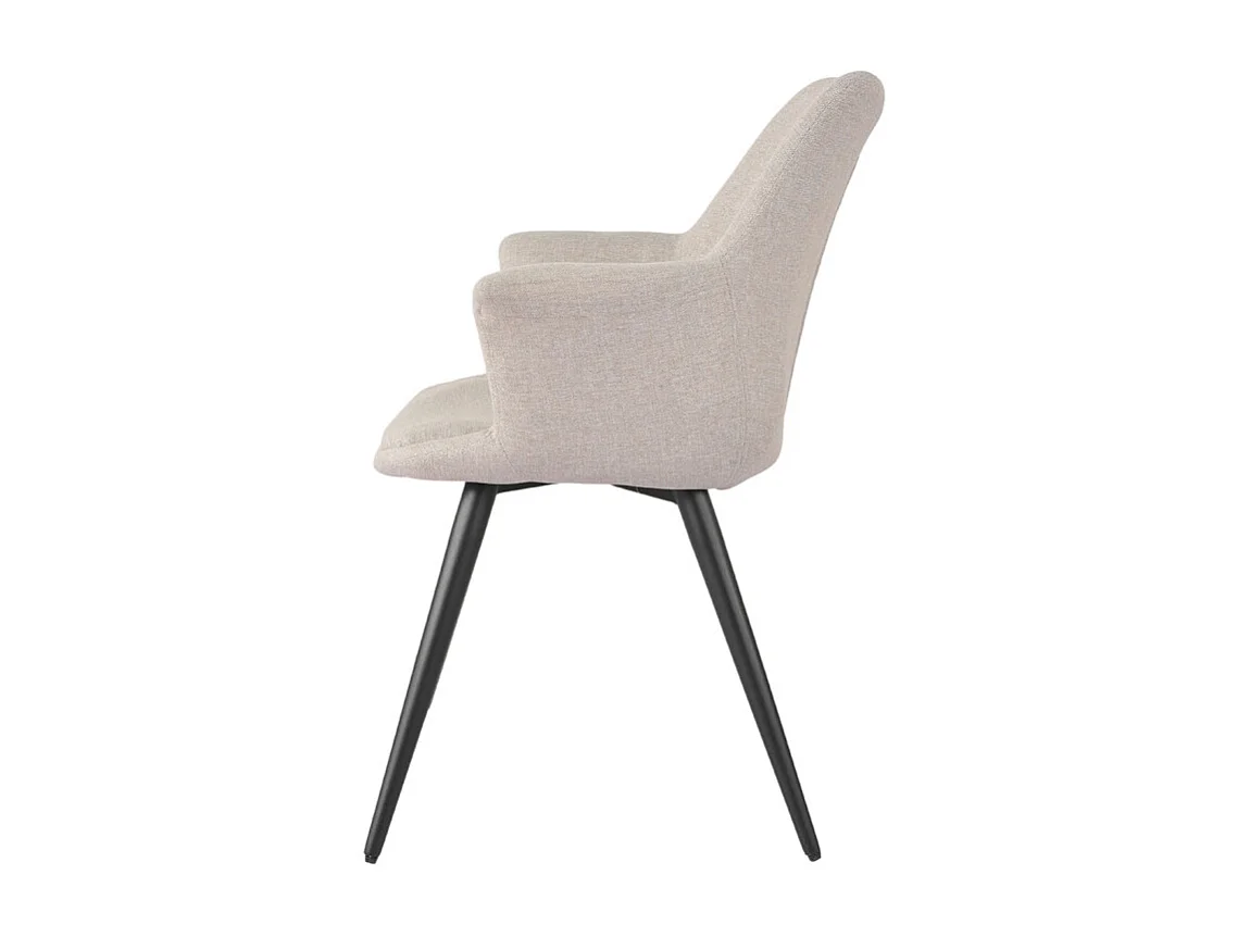 Chaise en tissu beige avec pieds métal noir et accoudoirs – CALGARY