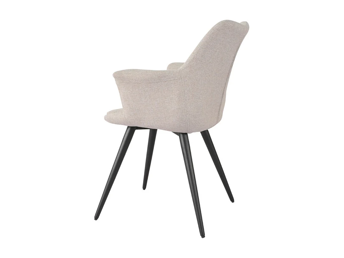 Chaise en tissu beige avec pieds métal noir et accoudoirs – CALGARY