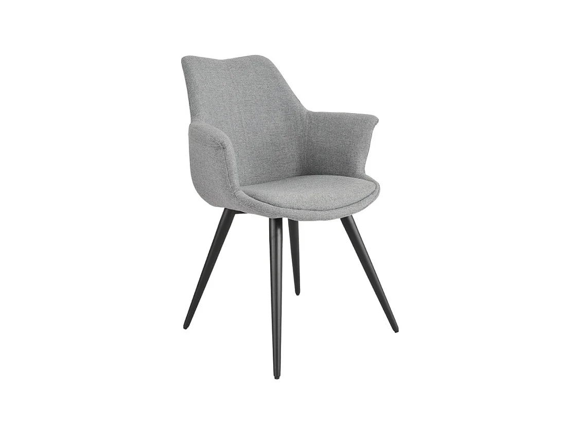 Chaise en tissu gris clair avec pieds métal et accoudoirs – CALGARY