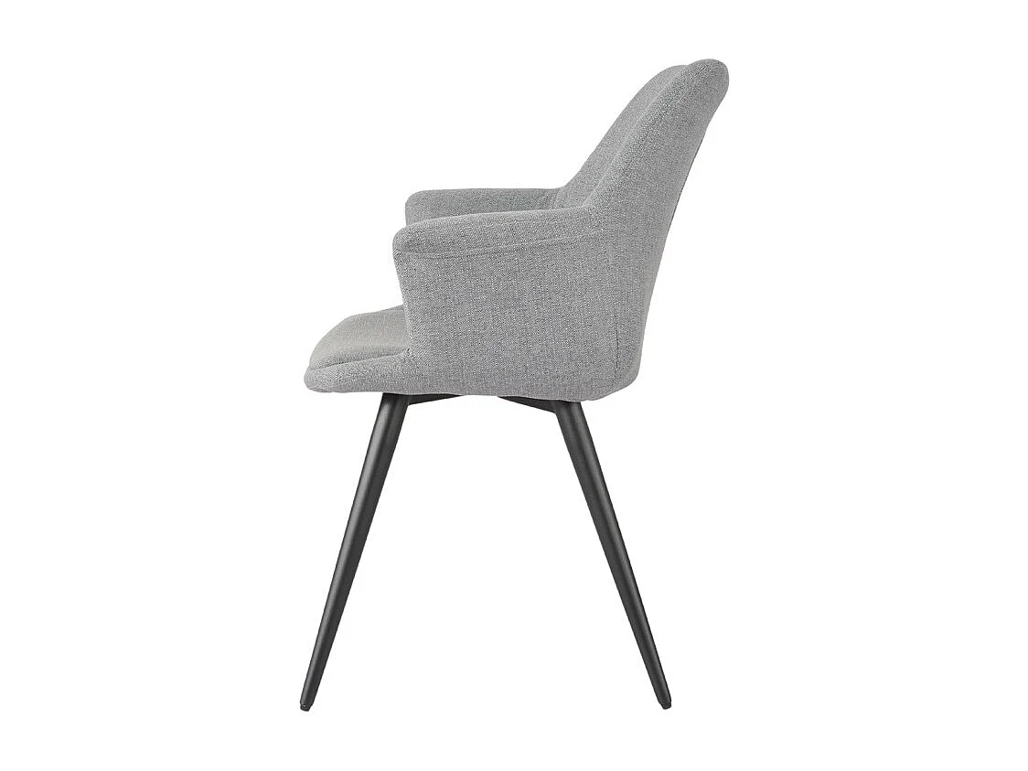 Chaise en tissu gris clair avec pieds métal et accoudoirs – CALGARY