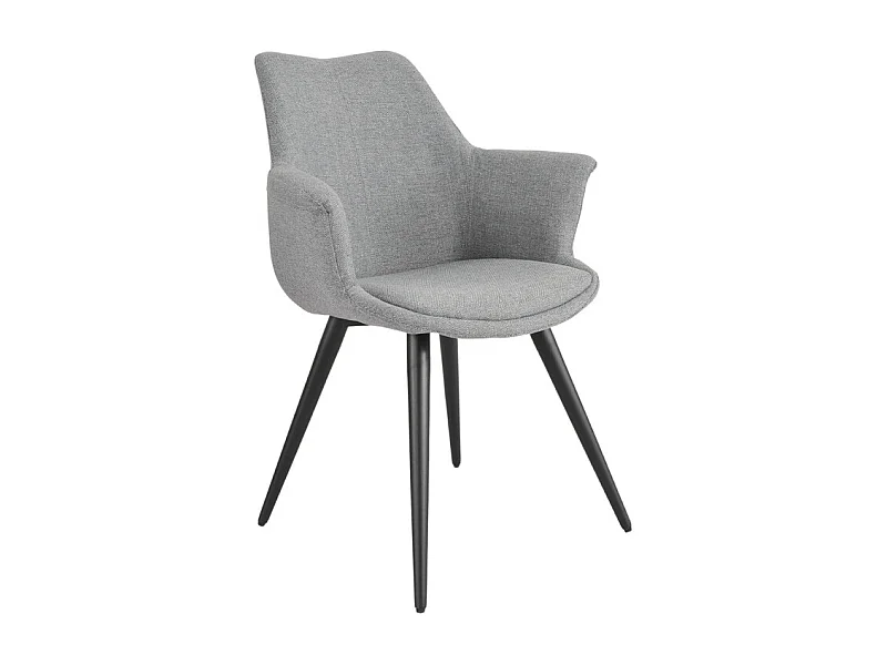 Chaise en tissu gris clair avec pieds métal et accoudoirs – CALGARY