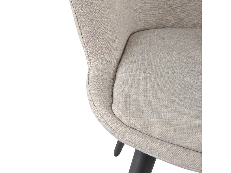 Lot 2 chaises en tissu beige avec pieds métal et accoudoirs – CALGARY