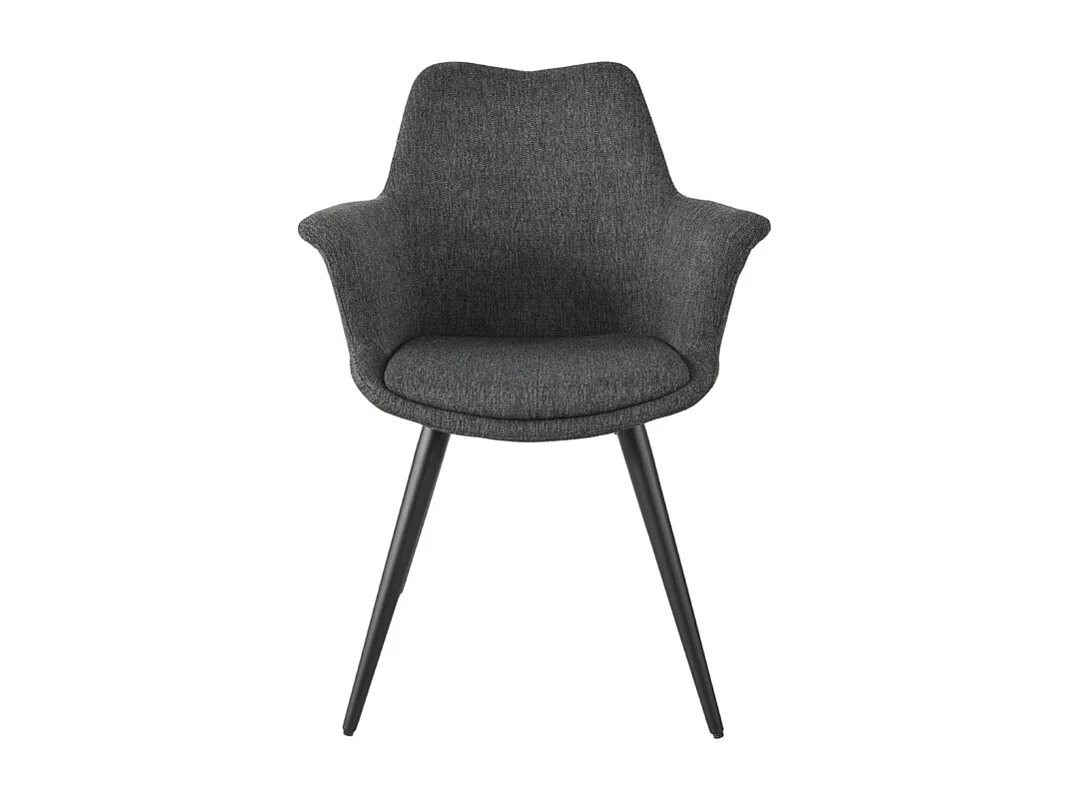 Chaise tissu gris anthracite avec pieds métal et accoudoirs – CALGARY