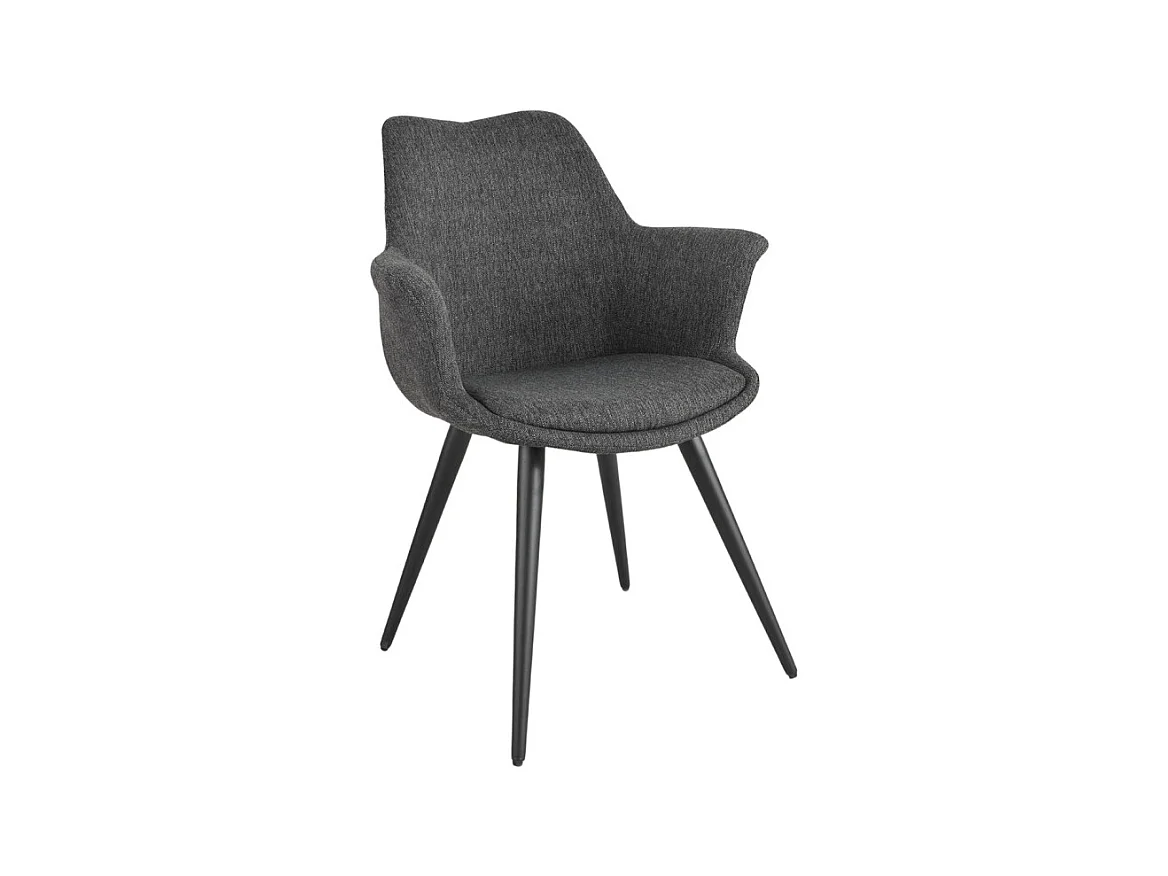 Chaise tissu gris anthracite avec pieds métal et accoudoirs – CALGARY