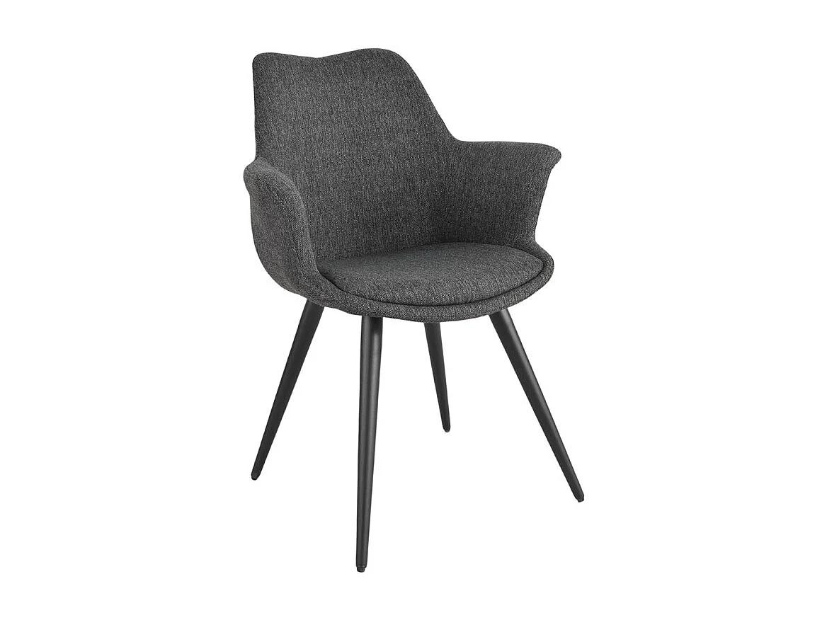 Chaise tissu gris anthracite avec pieds métal et accoudoirs – CALGARY