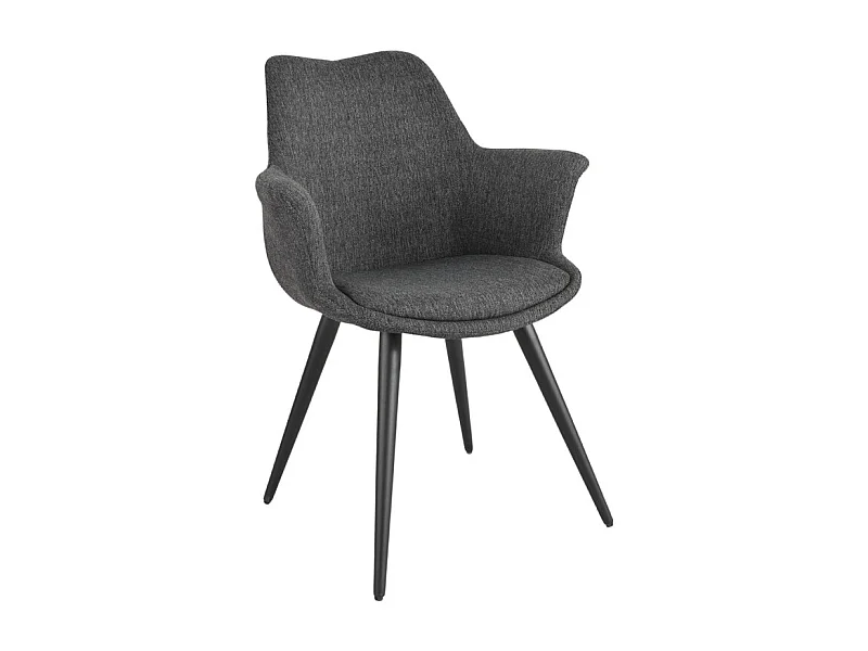 Chaise tissu gris anthracite avec pieds métal et accoudoirs – CALGARY