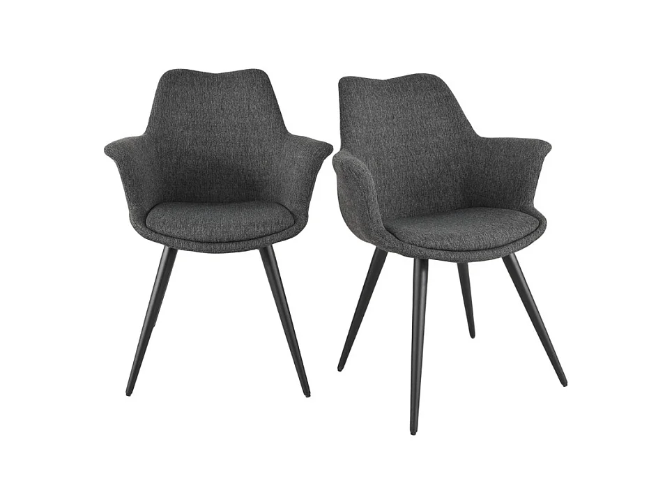 Lot 2 chaises en tissu gris foncé pieds métal et accoudoirs – CALGARY