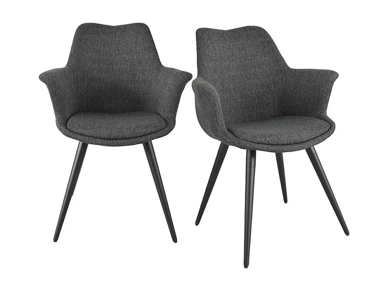 Lot 2 chaises en tissu gris foncé pieds métal et accoudoirs – CALGARY