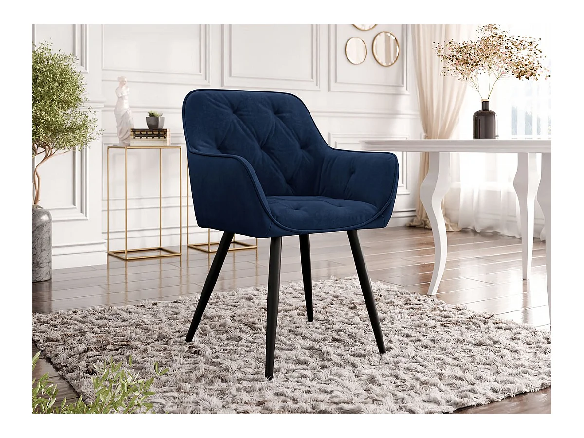 Chaise en velours "Nevada" - Bleu