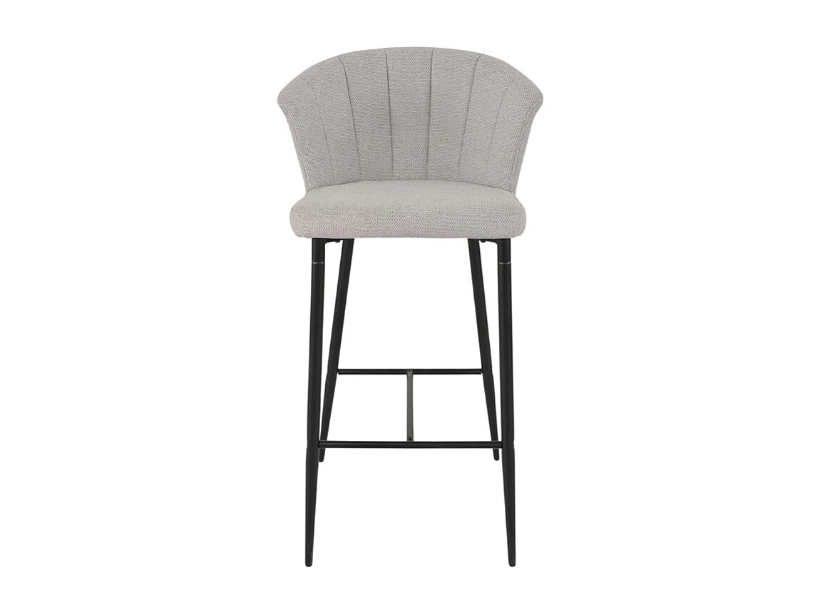 Tabouret de bar en tissu gris clair avec piètement métal – MONTREAL