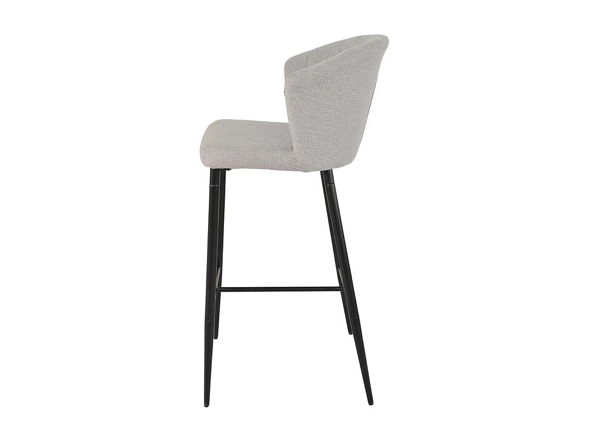 Tabouret de bar en tissu gris clair avec piètement métal – MONTREAL