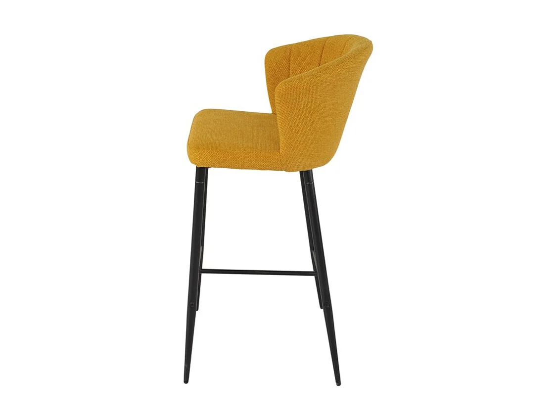 Lot 2 tabourets de bar tissu jaune moutarde piètement métal – MONTREAL