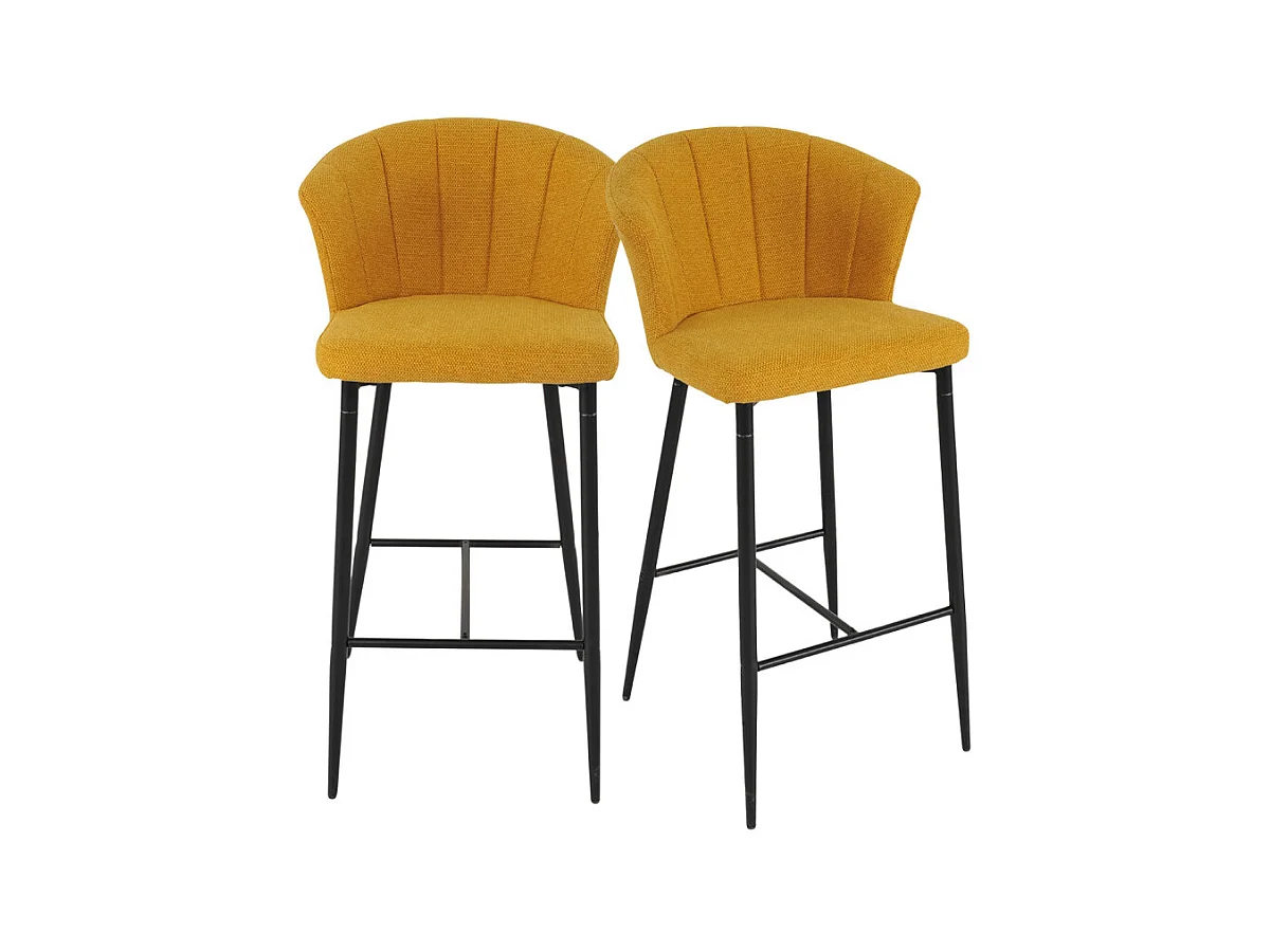 Lot 2 tabourets de bar tissu jaune moutarde piètement métal – MONTREAL