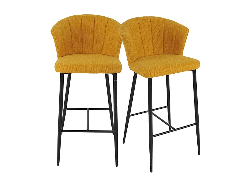 Lot 2 tabourets de bar tissu jaune moutarde piètement métal – MONTREAL