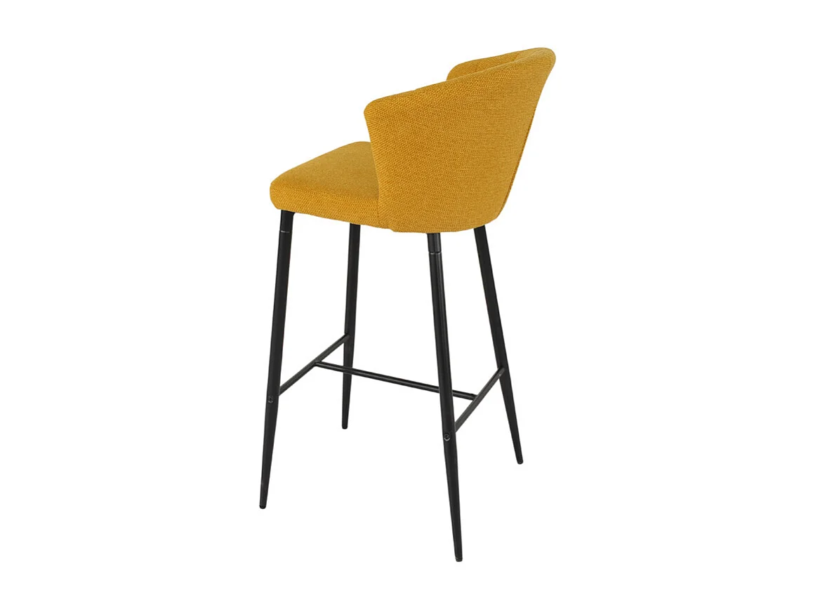 Tabouret de bar en tissu jaune moutarde et piètement métal – MONTREAL