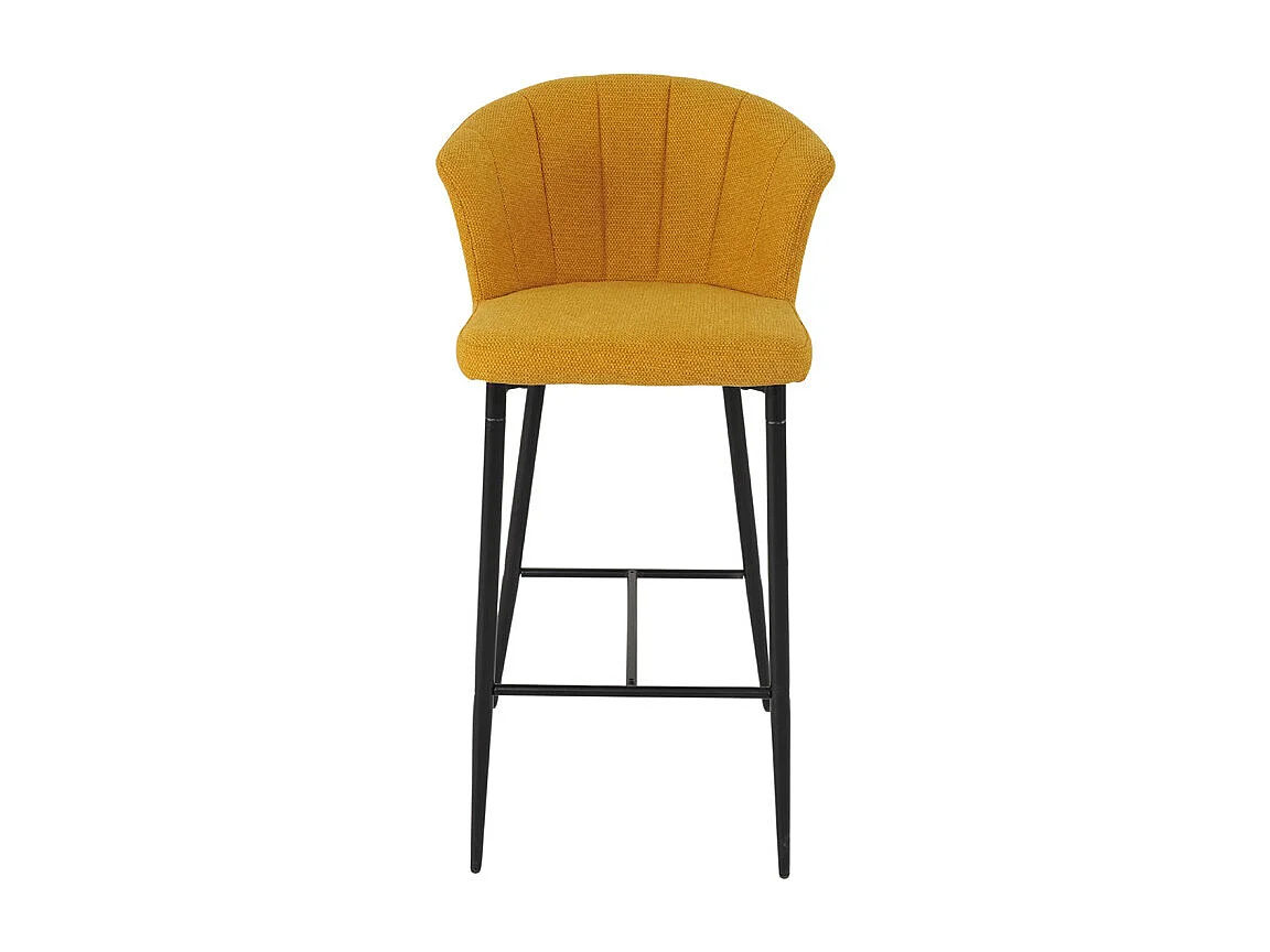 Tabouret de bar en tissu jaune moutarde et piètement métal – MONTREAL