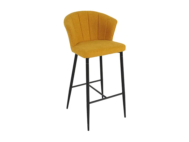 Tabouret de bar en tissu jaune moutarde et piètement métal – MONTREAL
