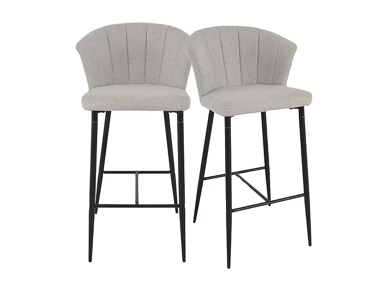 Lot 2 chaises de bar tissu gris clair avec piètement métal – MONTREAL