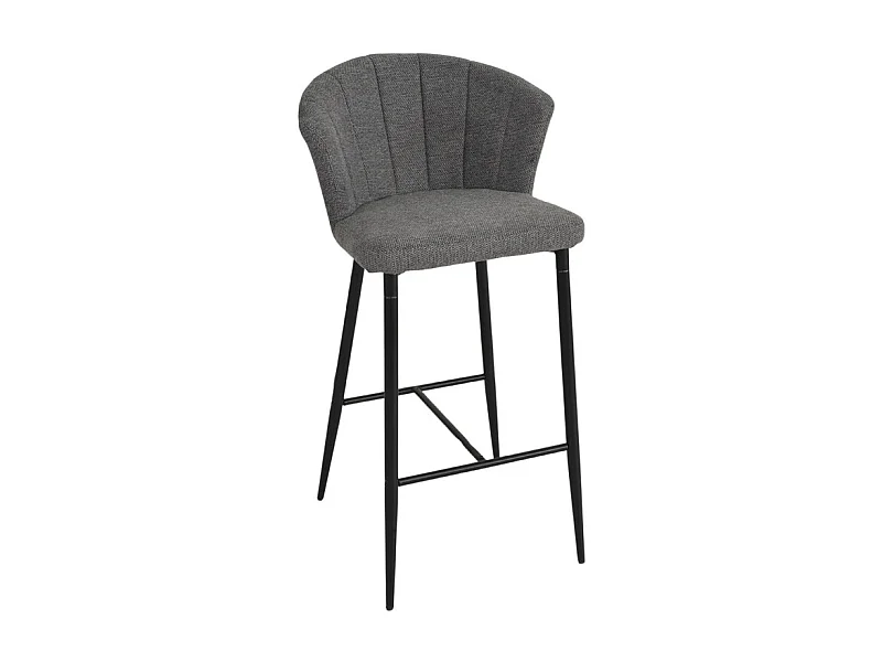 Tabouret de bar en tissu gris anthracite piètement métal – MONTREAL