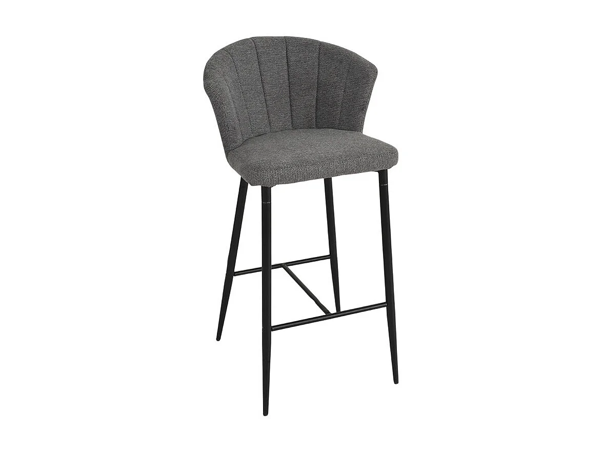 Tabouret de bar en tissu gris anthracite piètement métal – MONTREAL