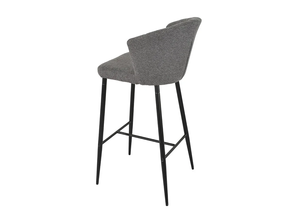 Tabouret de bar en tissu gris anthracite piètement métal – MONTREAL