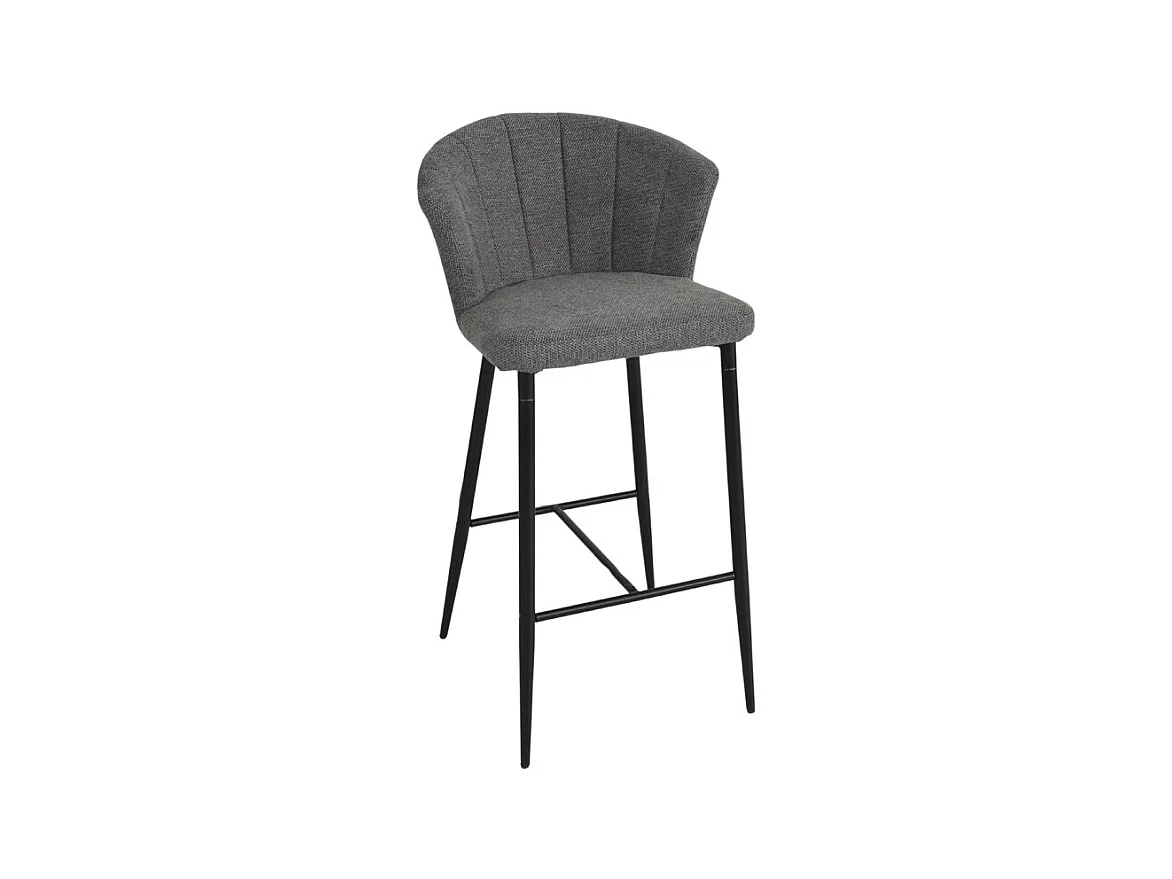 Tabouret de bar en tissu gris anthracite piètement métal – MONTREAL