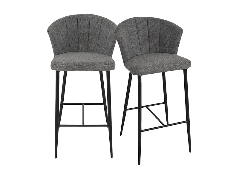 Lot 2 tabourets bar tissu gris anthracite piètement métal – MONTREAL