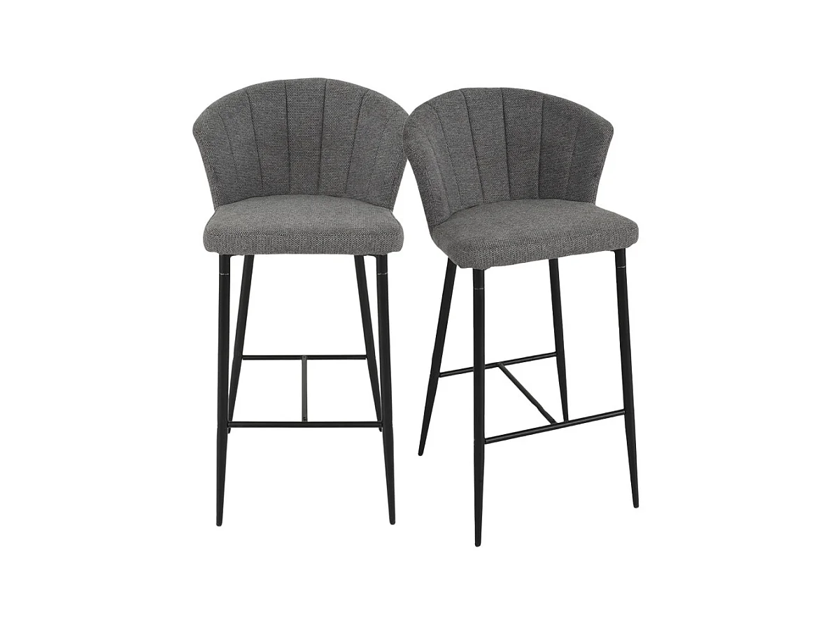 Lot 2 tabourets bar tissu gris anthracite piètement métal – MONTREAL