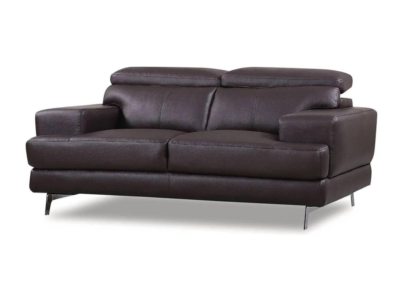 Sofá "Venice" de piel regenerada y PVC - 2 plazas - Marrón