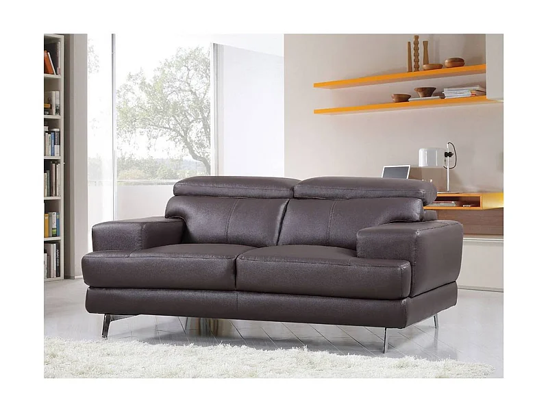 Canapé cuir reconstitué/PVC "Venise" - 2 places - Marron