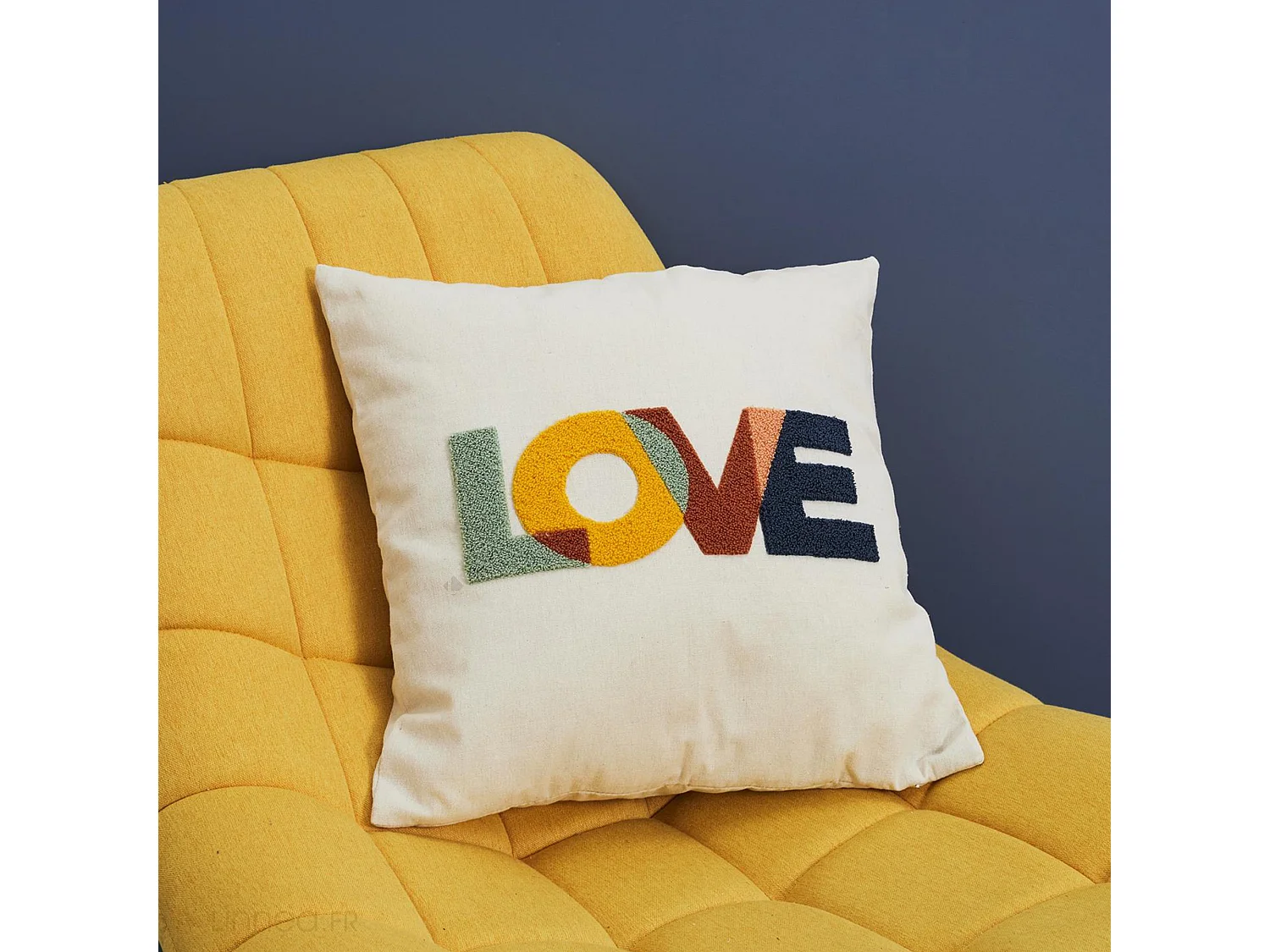 Coussin déhoussable 40x40 cm collection COLOR modèle Love multicolore