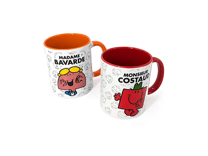 Lot de 2 mugs MONSIEUR MADAME série Bavarde et Costaud